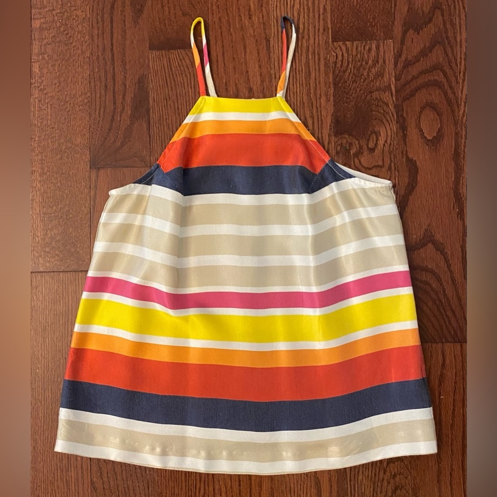 Trina Turk Halter Top Sz 0 Shangri La Vina Multi Stripe Zip Back